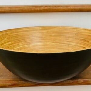 14” Diameter Bamboo Bowl with Outside Color Khaki Green